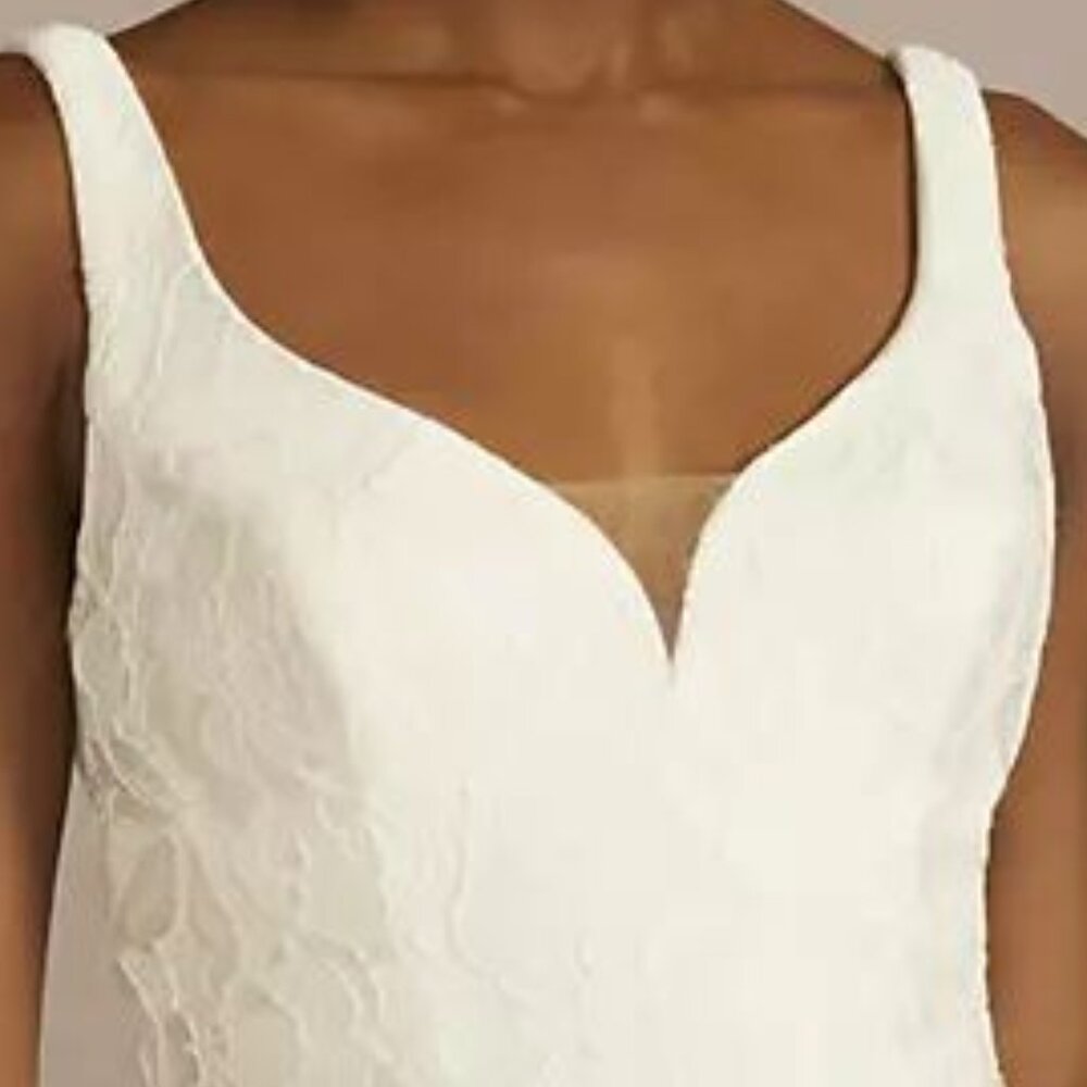 NWT DB Ivory wedding dress, square back allover stretch lace sweetheart size 14 - Picture 3 of 11